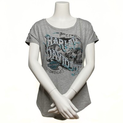 Harley Davidson Stud Skull Top Womens SZ S Effortless Attitude Biker Streetwear