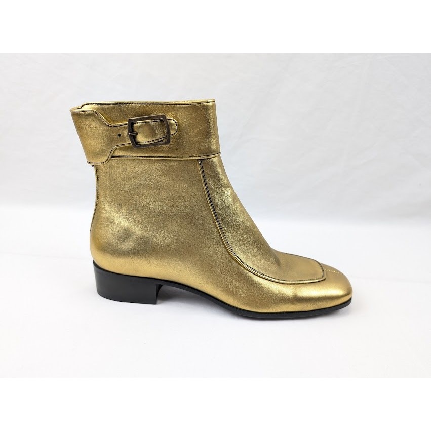 Stivali Saint Laurent Paris Miles in oro nuovi con scatola 42