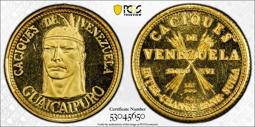 Venezuela Gold 5 Bolivares 1962 PCGS MS65 Chief Guaicaipuro X-MB121 1.5g Suiza
