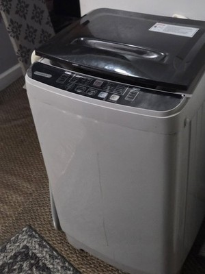 ROVSUN Portable Electric Washing Machine, Top-Load, White/Black