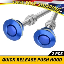 BLUE 2x Push Quick Release Button Hood Pin Bonnet Clip Lock Car Bumper Latch set