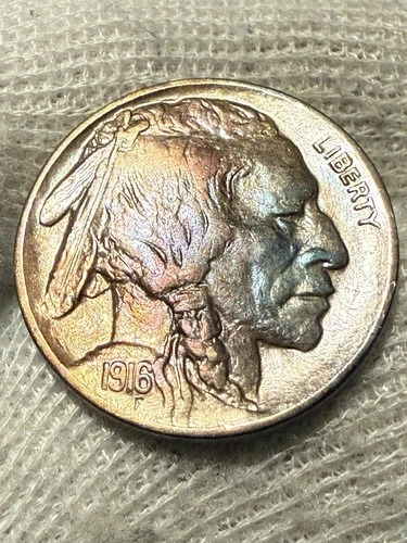 1916-D Buffalo Nickel, Gem BU++ Better Date High Grade Toned