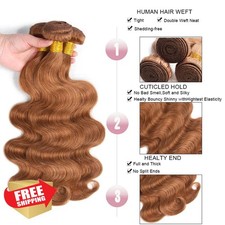 Light Brown Body Wave Human Hair Bundles Virgin Remy 12-16" 300g