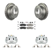 Rear Coated Brake Rotors Pads Calipers Kit for Ford F-350 Super Duty Excursion 2