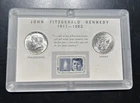 1964 P&D Kennedy Silver Half Dollar BU Set Vintage Capital Case & 1963 Stamp !!