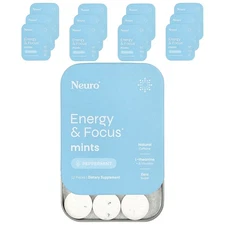 Energy & Focus Mints, Peppermint, 12 Pack, 12 Pieces Each