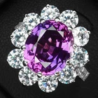 925 Sterling Silver Handmade Halo Rings Floral Lavender Purple Sapphire 5.50Ct