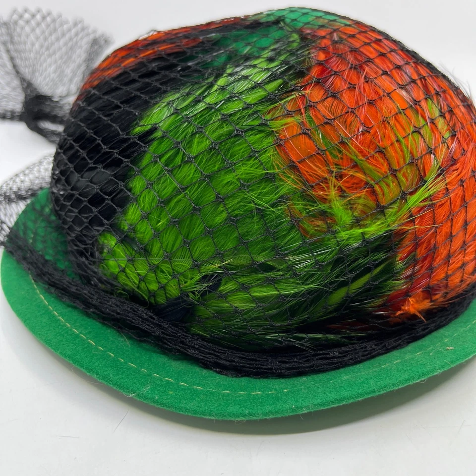 De colección Merrimac Hat Corp 100% Lana Verde Damas Sombrero Red Plumas EE. UU. HB1 Foto 4 de 4