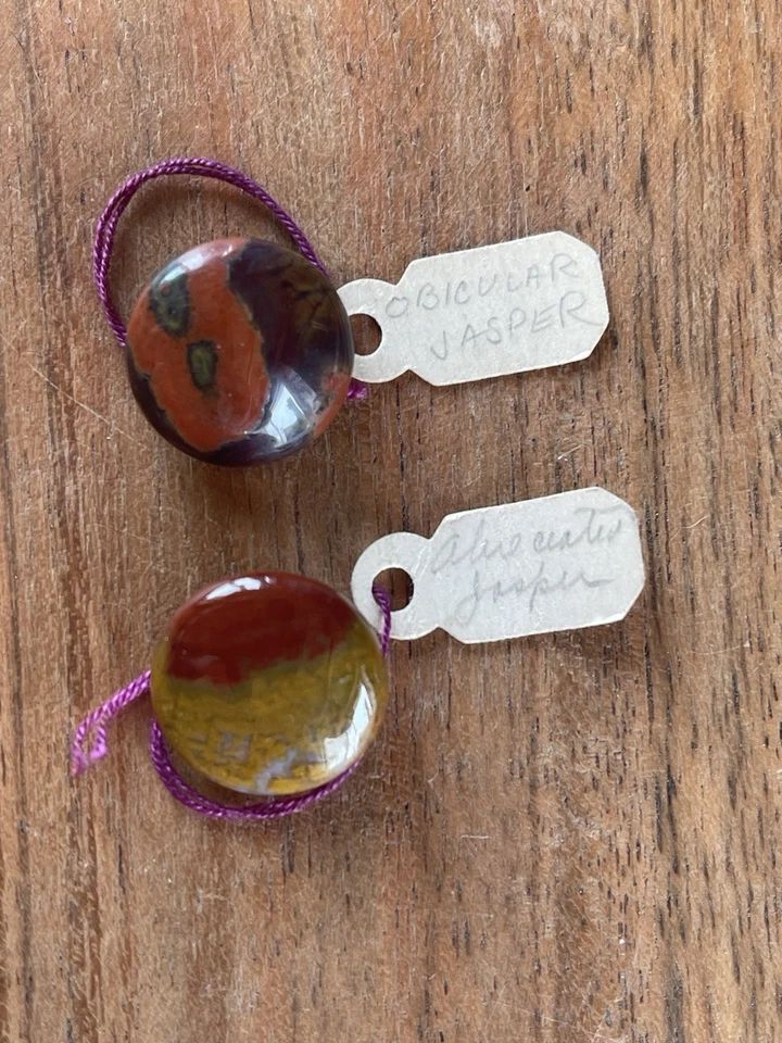 LOT OF 4 ANTIQUE 1890S AGATE MOSS STONE SEWING BUTTON VICTORIAN EDWARDIAN 5/8” G - Image 3 of 4