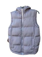 MENS PIERRE CARDIN HOODED GILET ~ S double zip fleece lined