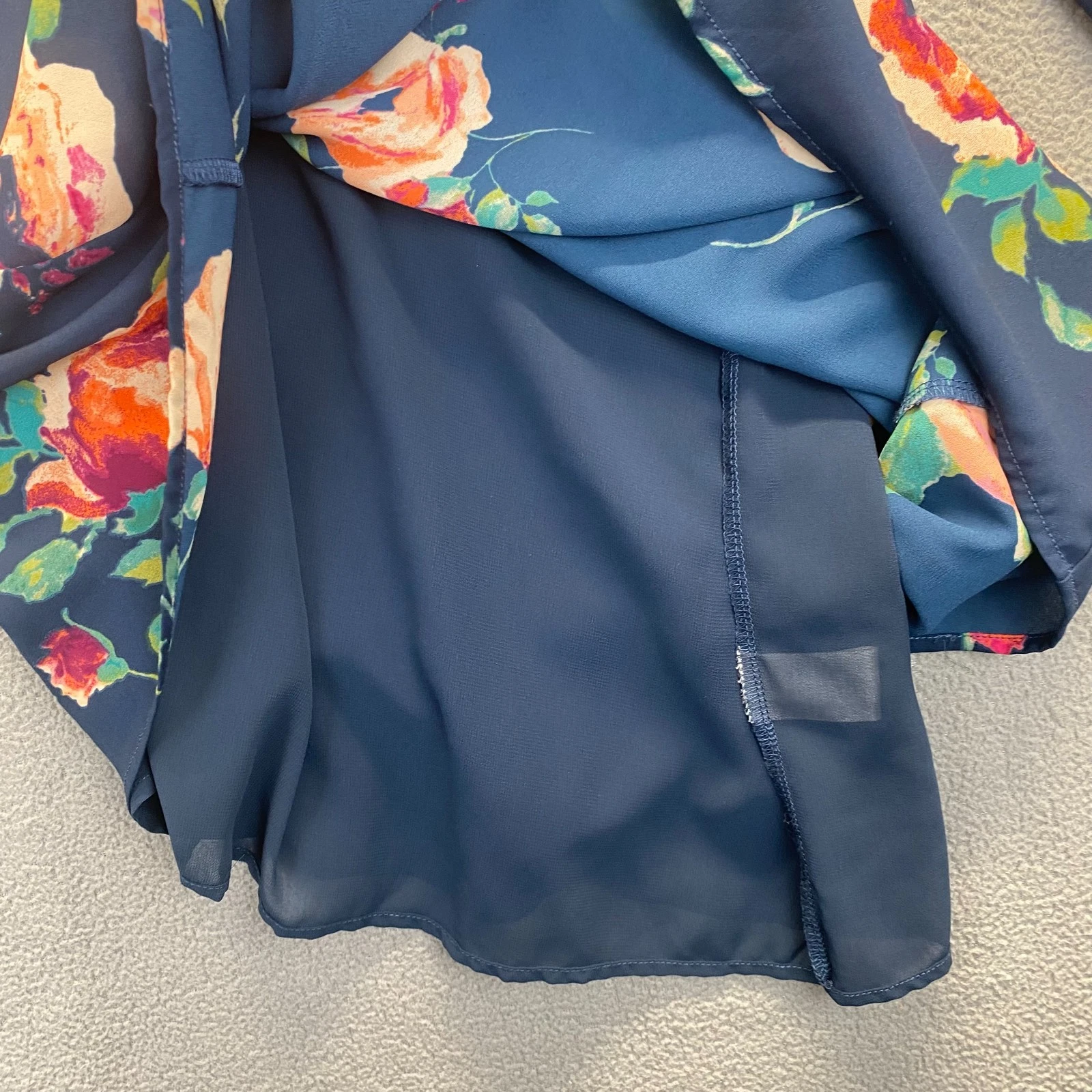 VETEMENTS EVERLY Vestito Donna Taglia M Blu Cambio Floreale Manica a Campana Foderato con Zip Posteriore Preppy