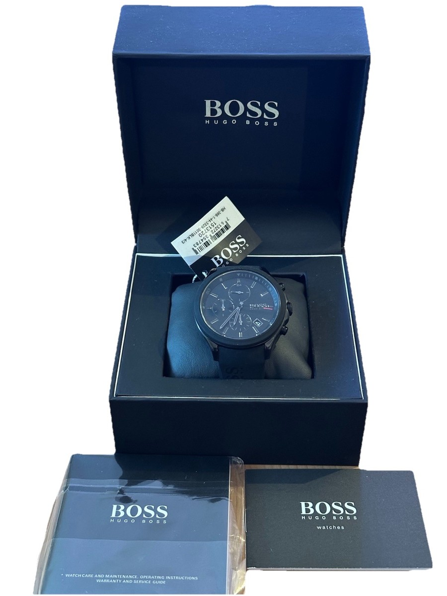 Hugo Boss Chronograph Mens Watch Black Rubber Strap Dial Velocity