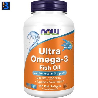 NOW Foods Ultra Omega-3 Fish Oil 500 EPA, 250 DHA - 180 Softgels, Exp. 12/27