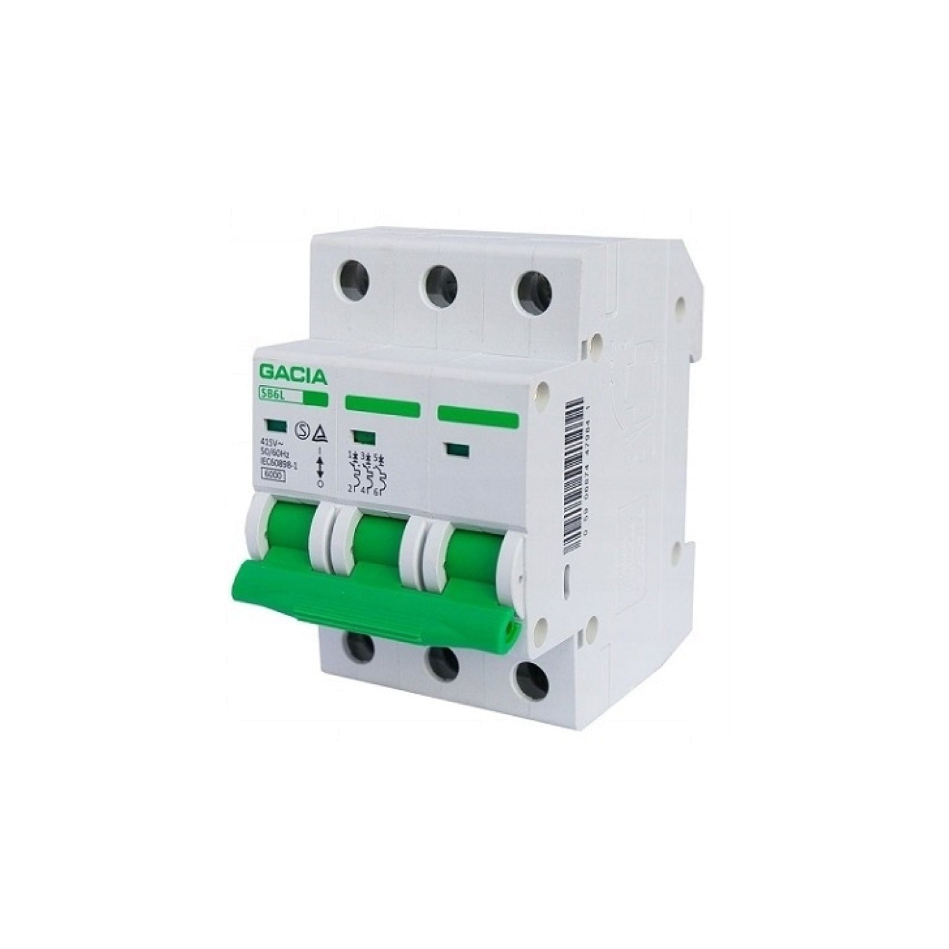 3P B 10A Overcurrent Switch 6kA AC/ SB6L-3P-10B