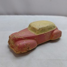 Vintage Sun Rubber Co 1930's Red Sedan Car Cream Wheels Made in USA