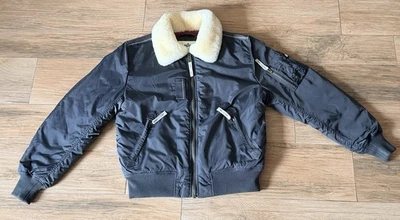 Alpha Industries Injector Bomberjacke Gr. L Greyblack Teddykragen Top Zustand - Bild 1 von 4