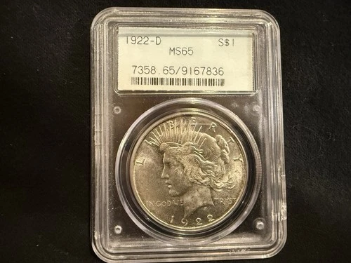 1922 D -MS 65 Peace Silver Dollar- PCGS- IMPORTANT DATE.