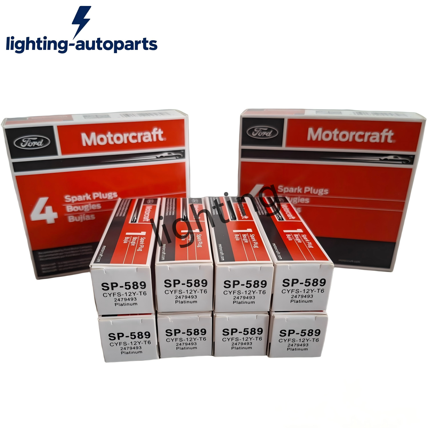 New Set of 8 Genuine OEM Motorcraft SP589 CYFS12YT6 Spark Plug replaces SP520X
