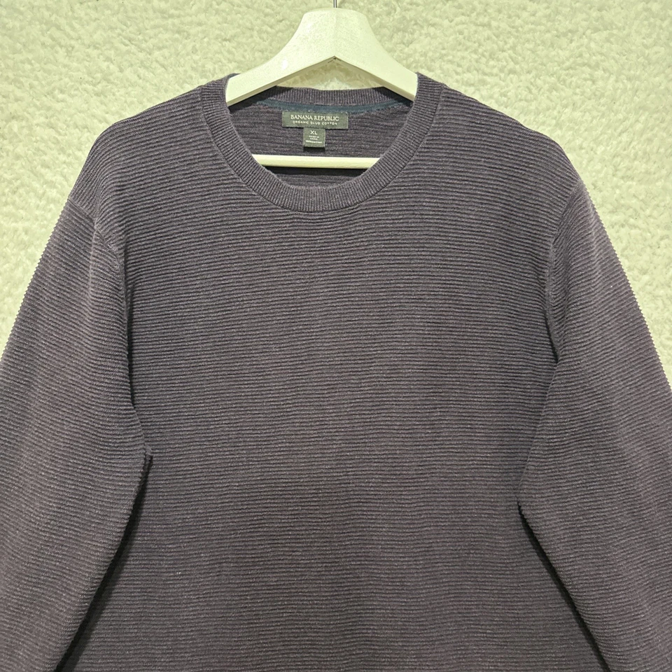 Suéter de trapo Banana Republic orgánico SLUB algodón púrpura cuello redondo talla XL Foto 4 de 4