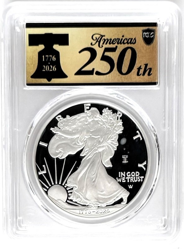 1776 - 2026 W PROOF SILVER EAGLE LIBERY BELL ADVANCED RELEASE PCGS PR70 SPOTS