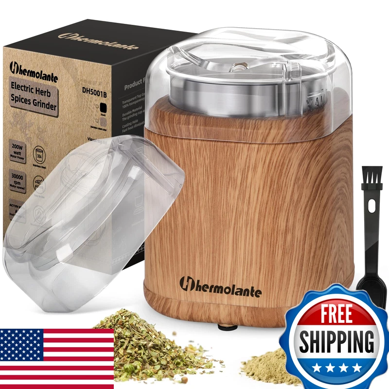 Hermolante Electric Herb Spice Grinder 200 W Electric Grinder Stainless Steel