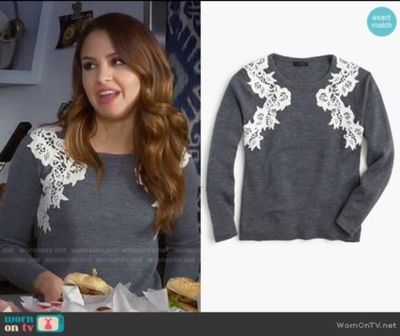 J.Crew Lace Crochet Applique Sweater 