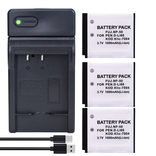 Battery or charger for Fuji FNP50 Kodak K7004 Pentax D-Li68 Q7 Q10 Q-S1 D-Li122 - Picture 8 of 48