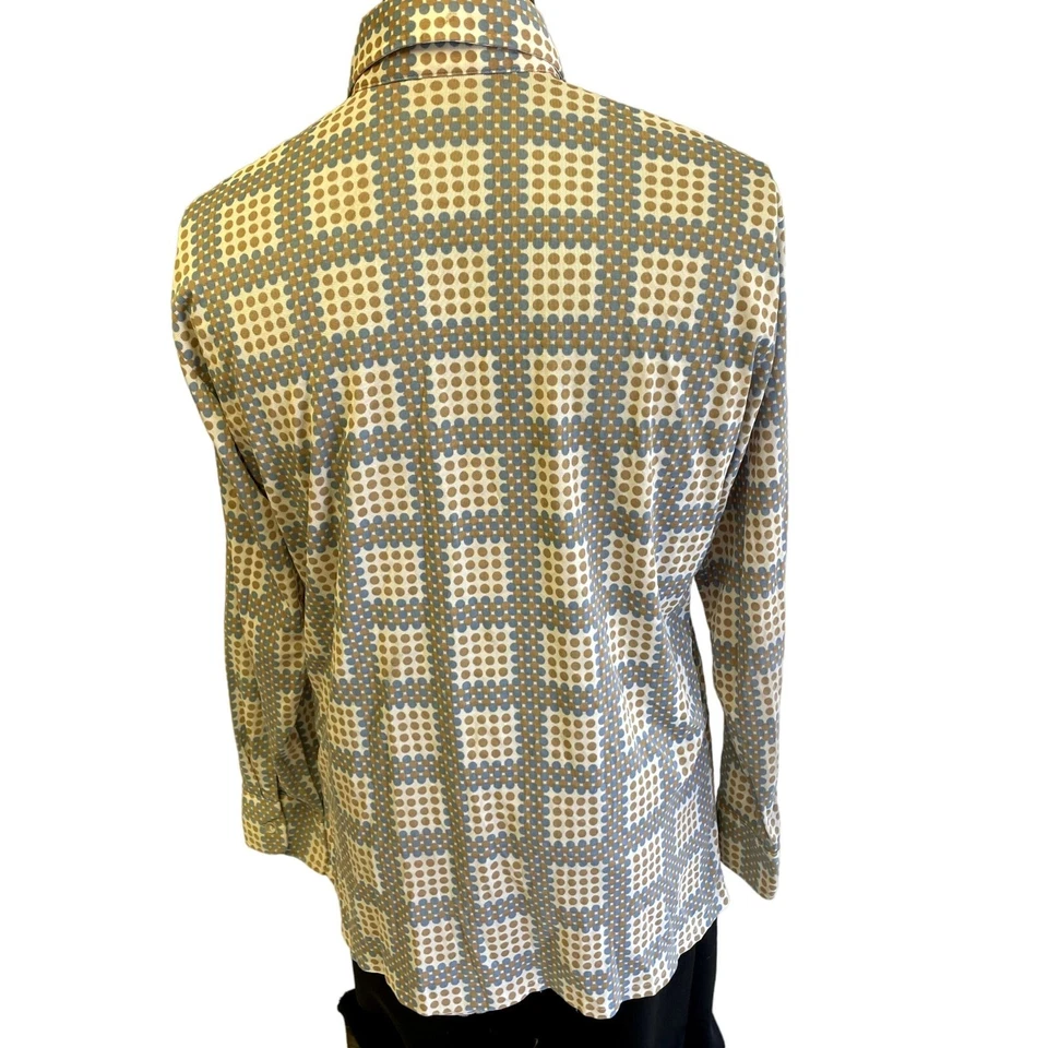 Camisa De Fiesta De Colección Años 70 Jaymar Hombres Azul Micro POLKA DOT Cuello Mariposa MoD DISCO Foto 4 de 4