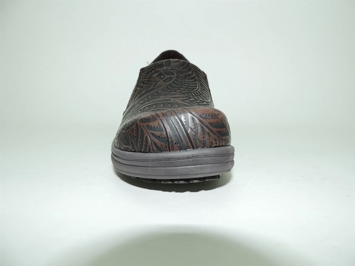 Easy Works by Easy Street Women s Bind Work Shoes Brown Embossed