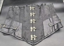 Double Adjustable Corset Bustier Metal Bonding Black Sz 36 Goth