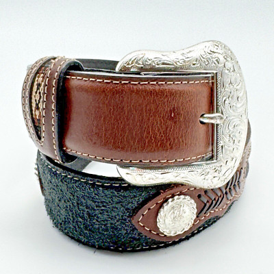 Nocona Western Belt Top Hand Southwest Conchos Black Brown Fits 26-30 Unisex