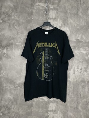 Vintage Metallica Damaged Punk Metal Rock Band Big Logo L T Shirt