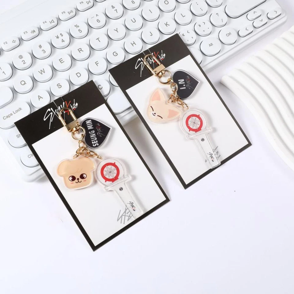 Kpop Stray Kids Cute Lightstick Shape Acrylic Key Chain Holder Hyunjin Keyring — 第 4/4 张图片