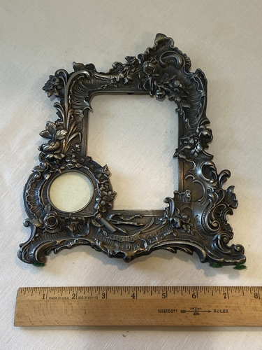 Vtg Black Metal Cast Picture Photograph Frame 3D Roses Romantic Victorian READ - Picture 13 of 17