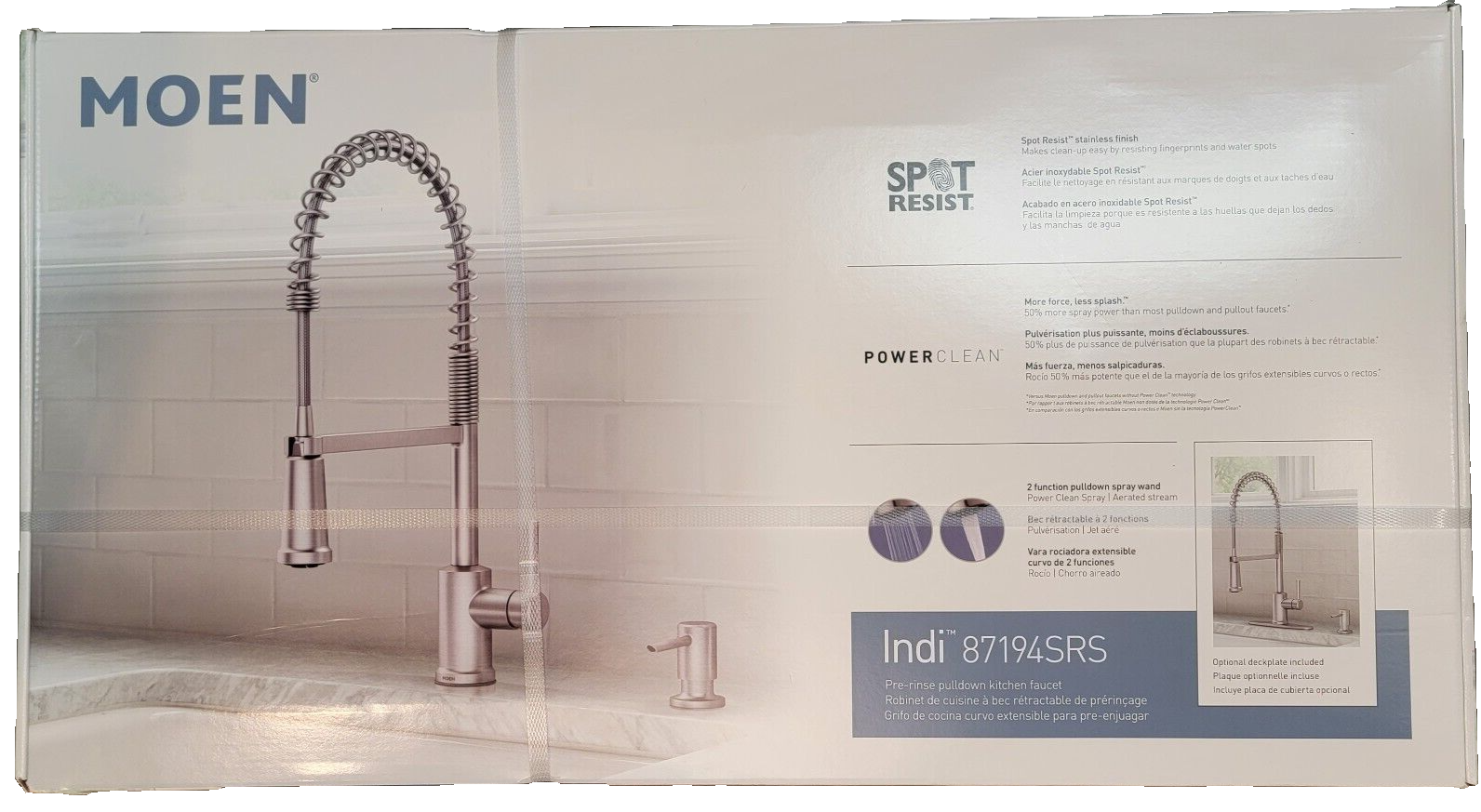 MOEN Indi Power Clean Pulldown Sprayer Kitchen Faucet 87194SRS NEW eBay