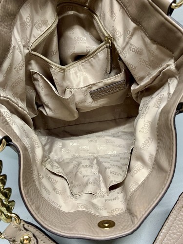 Michael Kors DELANCY Large Shoulder Tote Studded Bag Tan Pebbled Leather - Afbeelding 15 van 15