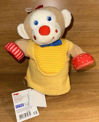 Haba Monkey Puppet Rattle Baby Toddler Toy Developmental Language Fine Motor