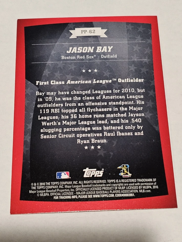 2010 Topps #PP-62 Jason Bay - Image 2 of 2