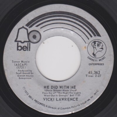 VICKI LAWRENCE {70s Pop 45} HE DID WITH ME / MR. ALLISON  hear