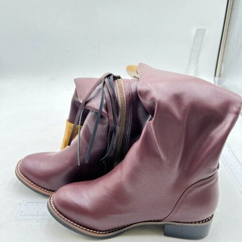 Brown Closed Decorative Buckle Tassel Knee High Boots Low Chunky Heel Long Boot - Picture 3 of 7