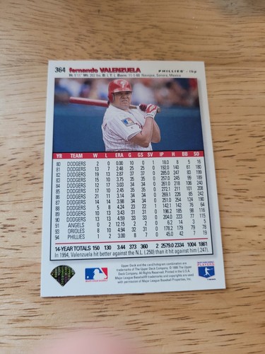 1995 Collector's Choice Gold Signature #364 Fernando Valenzuela - Picture 2 of 2