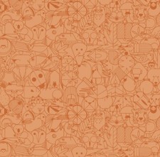 Charley Harper "End Papers Basic" Poplin Fabric In Pumpkin Organic 1yd BTY
