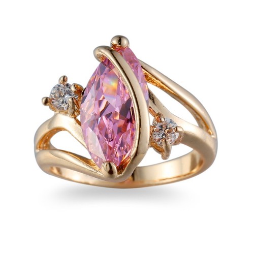 8*15mm Pink AAA CZ Band Women's 14kt Yellow Gold Filled Wedding Ring Size 6-10 - Picture 5 of 8