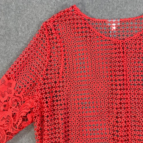 Cárdigan Abierto Catherines Túnica Para Mujer 3X 26/28W Coral Naranja Floral Crochet - Imagen 11 de 11