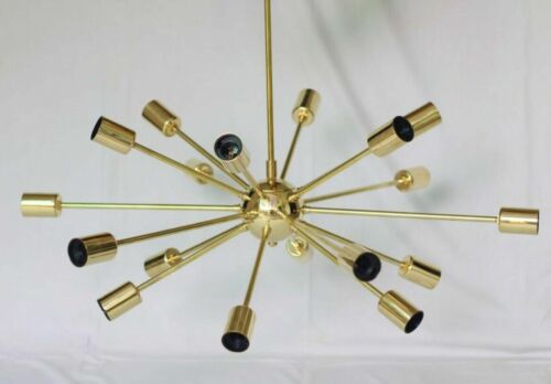 Modern Sputnik Chandelier Large 18 Arms Pure Brass Big Ceiling Lights