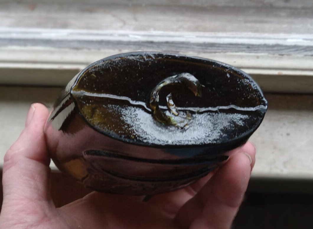 STODDARD NH EMB 1840s OPEN PONTIL DOUBLE EAGLE HISTORICAL FLASK OLIVE