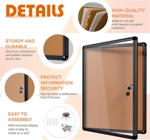 Durable Lockable Notice Board with Shatter-Resistant Acrylic & Aluminum Frame - Picture 6 of 9