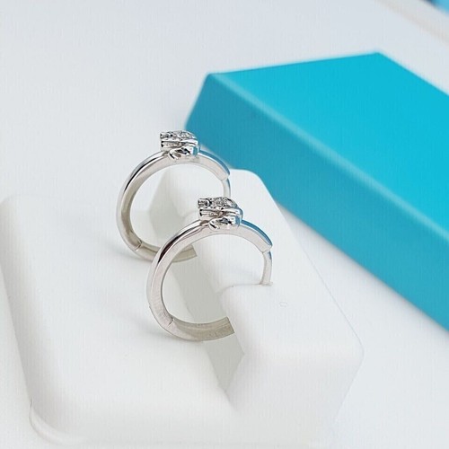 Women's Hoop Elephant shape Earring 1.85Ct Round Cut Real Moissanite 925 Silver - Picture 2 of 3
