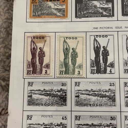 1916-1947 TOGO MINT USED STAMP LOT ON ALBUM PAGE ARCHERY, HORNS, SHORT SETS - Picture 6 of 12