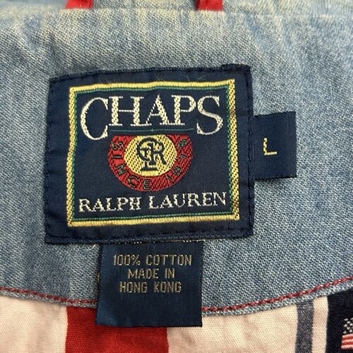 Vintage Chaps Ralph Lauren Jacket Mens Large Red Bomber Hooded Pockets Full Zip - Picture 5 of 12